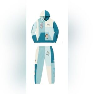 RARE Teddy Fresh x Rick and Morty Colorblock Tracksuit Hoodie & Joggers Size 2XL